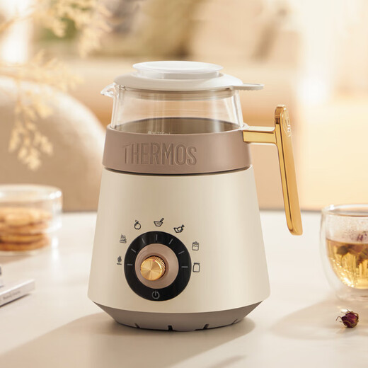THERMOS health kettle, stew kettle, integrated teapot, household multifunctional kettle, tea maker, office mini health cup, electric kettle, Teacher's Day gift EHA-1352A-W white 0.6L