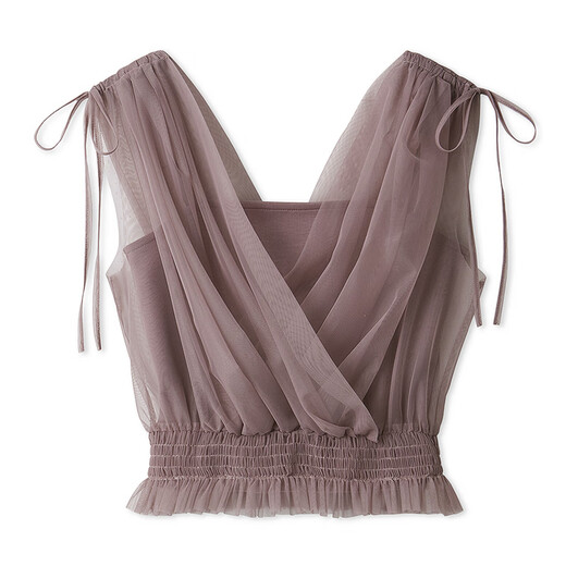SNIDEL2025 early autumn new product sweet drawstring cross tulle V-neck sleeveless top SWCT254052 White One Size (F)