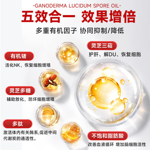 AEJAEJ United States imported Ganoderma lucidum spore oil soft capsules broken wall Ganoderma lucidum powder postoperative radiotherapy chemotherapy nutritional products [1 bottle] 7th generation spore oil 71.4% triterpenes