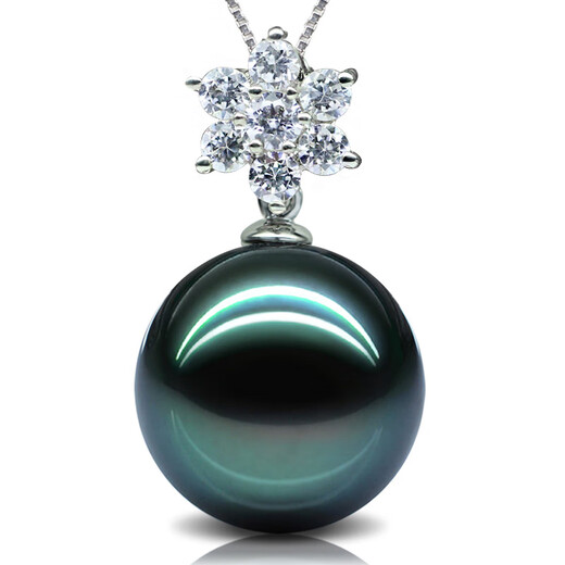 DL 1998 Fat Donglai quality Tahitian black pearl pendant clavicle chain 925 silver perfect round and flawless temperament 8mm-9mm black