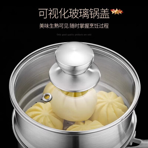Stainless steel milk pot steaming pot household soup pot instant noodle pot baby baby food pot anti-scalding handle hollow heat insulation steel handle milk pot + steaming grid 22cm