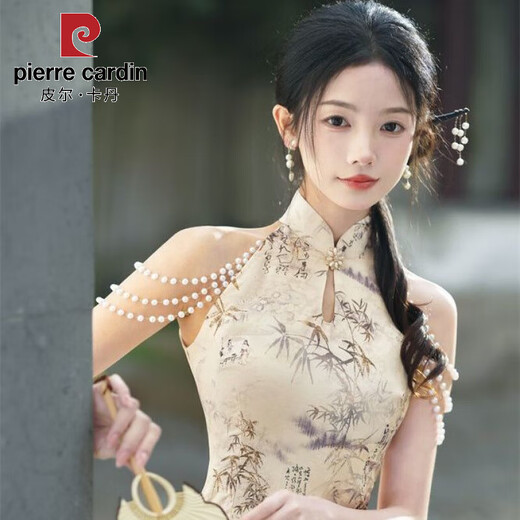 Pierre Cardin Sommer Neues Retro 2025 Temperament Verbesserte ärmellose chinesische Morgenkleid täglich Langes junges Cheongsam Kleid für Frauen Wz 9195 ICE Seiden Jacquard S