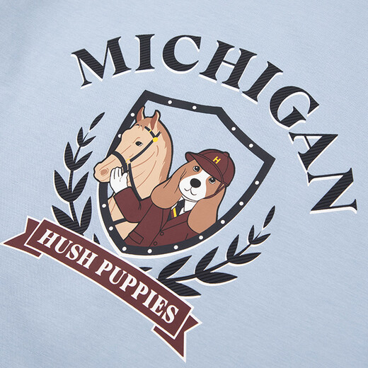 Hush Puppies children's clothing for boys and girls autumn new style comfortable and versatile cartoon print classic long-sleeved crew neck shirt Glacier Blue 130 cm