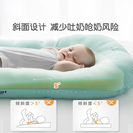 Bihe (P.Health) baby bed in the crib, baby's sense of security, bionic bed, uterine bed, anti-jump floor awakening device, 0-12 months, elf green + washable