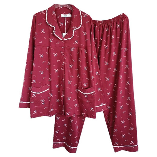 Yiruocai Large-Size-Pyjamas für Frauen 200 Jin [Jin gleich 0,5 kg] plus Fett Plus-Größe Spring- und Herbst-Frauen-Pyjamas extra großgröße 300 Jin [Jin gleich 0,5 kg] High-End-Design Sense Runde Hals 9274 Rost-Red-Eingröße XL135-160 Jin [Jin gleich) gleich 0,5 kg kg