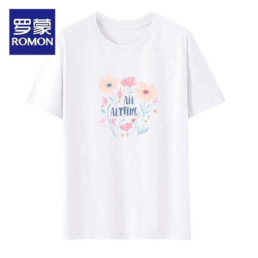 罗蒙（ROMON）t恤女纯棉短袖2025夏季新款宽松显瘦休闲简约t恤设计感小众上衣 白色 【纯棉】695 S