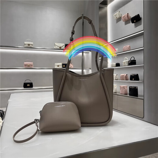 CHARLES&KEITH230782647大容量通勤手提单肩托特包子母包大 奶油黄色