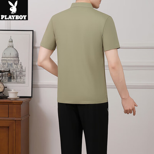 Playboy Middle-aged Dad 2025 New Men's Set Middle-aged Sports and Casual Summer Thin Daddy Two-Piece Set Men's Style YSS-9209 Khaki [Shorts] L Recommended 100-120Jin [Jin equals 0.5 kg]
