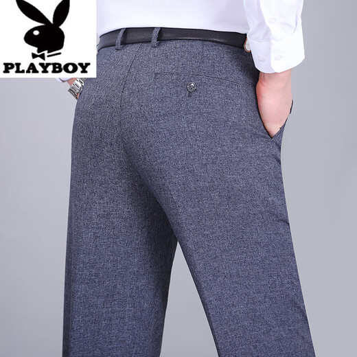 Playboy (Playboy) High-End-Sommer dünne dünne doppeltpassende Leinenhosen-Casual Hosen Vatertagsgeschenk mittlerer Alters und ältere Hochtätigkeit lose Long Hosen 9930 Doppelpackte schwarze 36 2 Fuß 9 Taillenumfang