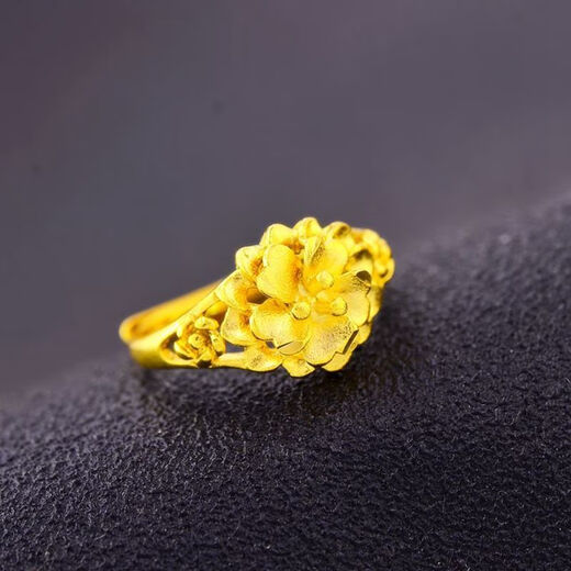 Genuine 18K gold ring, fine gold color, pure K gold phoenix tail, fashionable, simple, personalized, opening, adjustable wedding gift, 0.01g, rose style, certificate gift box