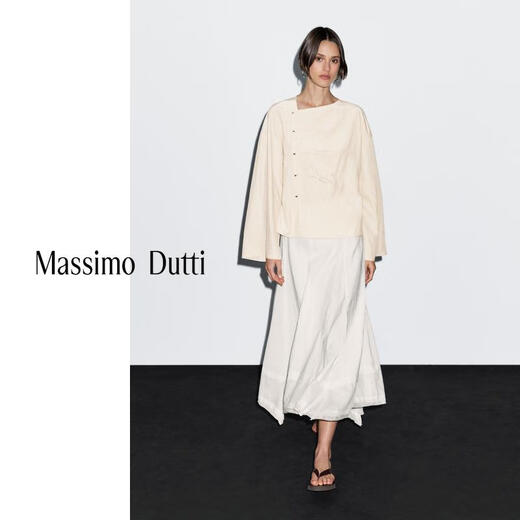 Massimo Dutti discount upgrade 2026 women's new Chinese style elegant temperament long-sleeved blouse top 05181780 milky white M (170/92A)