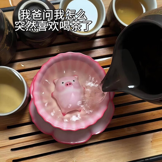 Medium quality Ru kiln bubble pig tea pet ornaments can be used for raising tea players, tea tray decorations, cute and creative tea tray decorations, lard jelly powder Ru tea pet/incense road_bubble pig simple decoration