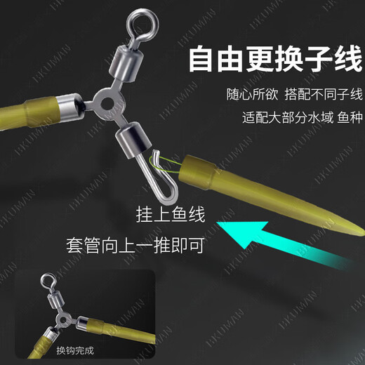 Anti-separation bottom line single hook double hook flipped and tied finished hook European style anti-bottom fishing gold sleeve gold Haixi Iseni hook Iseni thorn double hook three pairs No. 8