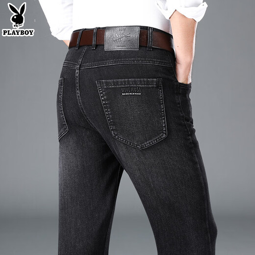 Playboy (Playboy) High-End-Sommer-Dünne Jeans mittleren Alters mit hoher Taille Hosen Dad Business Casual Hosen bequeme Dunkelblau [3891] Sommerdünn 40 Größe (Taille 3 Fuß 1)