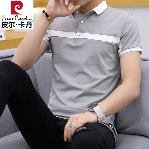 
Pierre cardin 2025 summer new thin model comfortable breathable casual versatile men's short-sleeved T-shirt cotton lapel POLO shirt summer Y1301 gray M 165