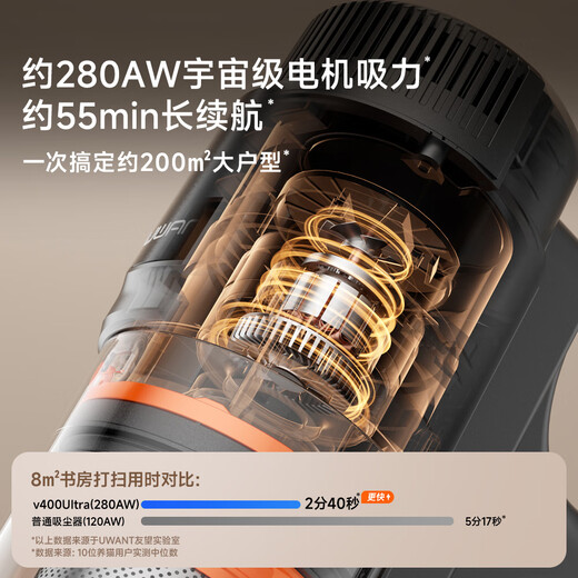 uwant友望吸尘器V400Ultra 自集尘洗【280AW超强大吸力 55min长续航】活氧杀菌家用无线手持扫地除螨仪