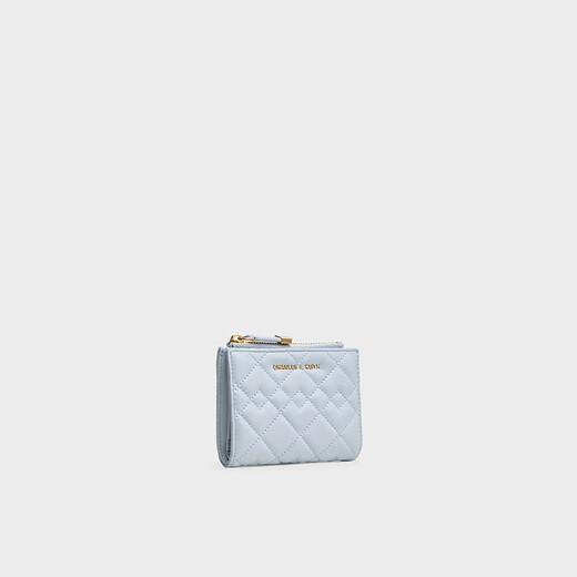 CHARLES&KEITH25秋新品菱格短款钱包拉链零钱包卡包CK6-10770699 Sea Salt Blue海盐蓝 XXS