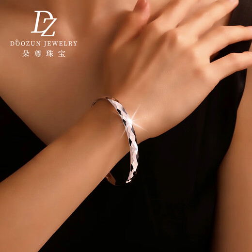 Duozun pt950 platinum bracelet for women genuine platinum flash solid platinum rhombus mirror bracelet birthday gift new style inner diameter 61m weight about 51-53g thick about 6.4mm