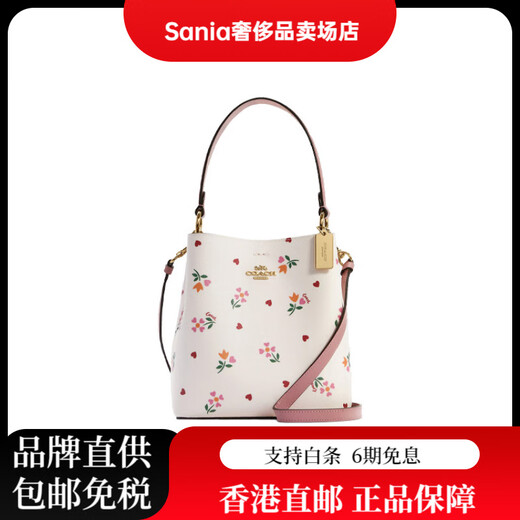 蔻驰（COACH）Town22金属马车徽标爱心花朵印花涂层水桶包手提单肩斜挎包女款 基础装(包+防尘袋)