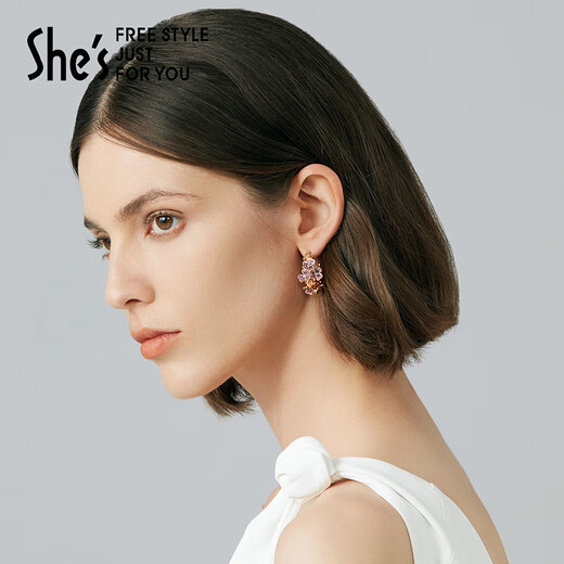 She s Qianzi handmade light luxury fashionable oil drop earrings Van Gogh iris flower earrings female birthday gift for girlfriend