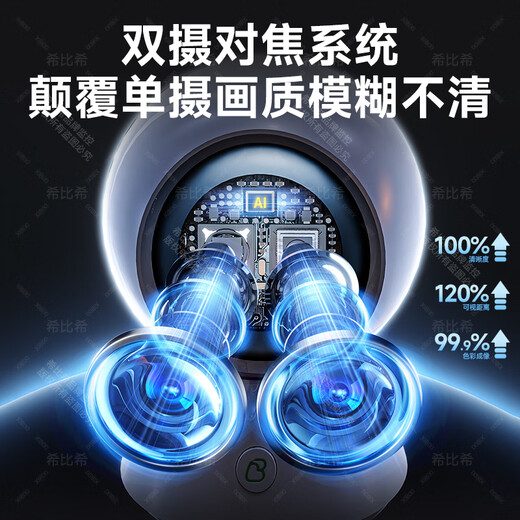 Hibisi Dual Camera Zoom Camera Home Surveillance Camera Automatic Rotating Pan-Tilt for Conversation Indoor Baby Care Panoramic Monitor 360 Degrees No Dead Angle with Night Vision