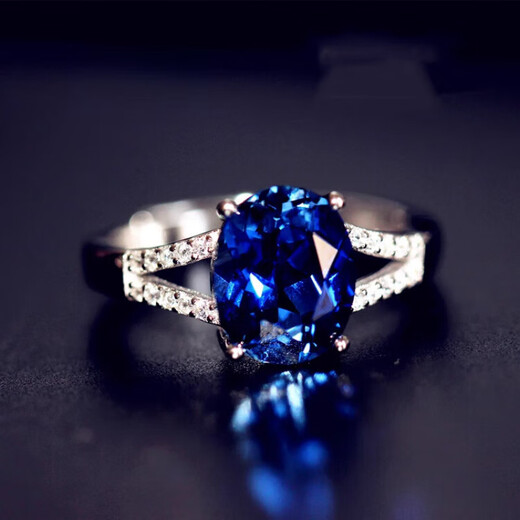 DL 1998 Fat Donglai same style tanzanite ring 925 silver herringbone style natural l tanzanite sapphire ring women's silver ring main stone 8X10mm live ring