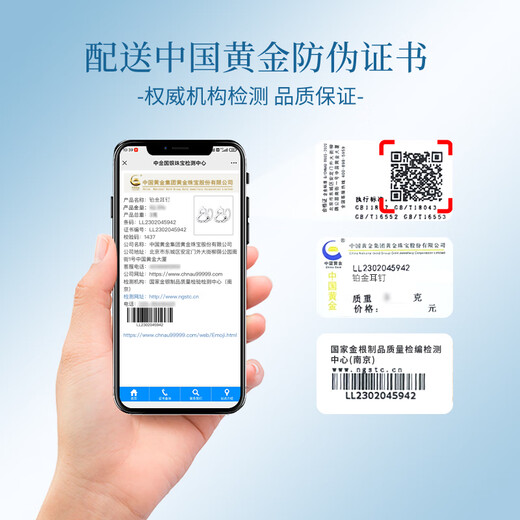 China Gold Happy Flower Blossom Platinum Earrings Women's Platinum Earrings High-end Earrings Birthday Gifts for Girlfriend and Wife Wedding Anniversary Platinum Five-petal Flower Earrings