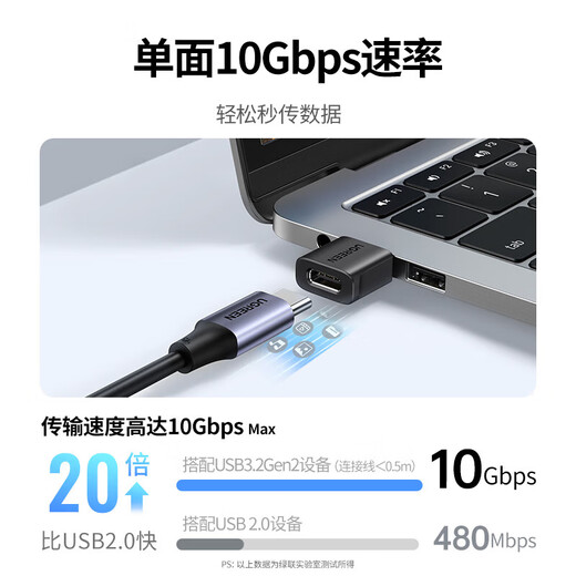 UGREEN Type-C to USB3.0 Data Cable Adapter Android Charging Headphone Converter Suitable for Apple 16iPhone15ProMax Charging Cable Car OTG Port USB3.2 to Type-C Matte Black 55618