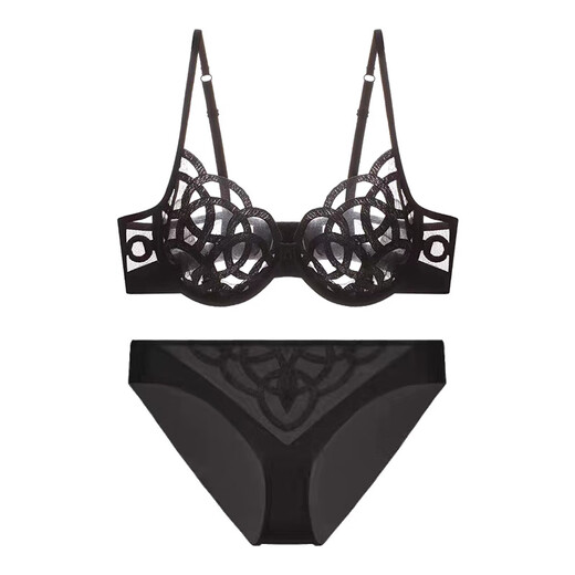 Victorias Stilunterwäsche für Frauen kleine Brüste sammeln BH Set Französisch sexy reine Sommerunterwäsche Spitze große Brüste sehen kleiner schwarzer Anzug aus