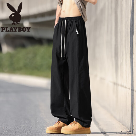 花花公子（PLAYBOY）网眼冰丝裤子男夏季凉感透气休闲工装裤男潮牌青少年速干运动长裤 K6636卡其 M (约90~110斤可穿)