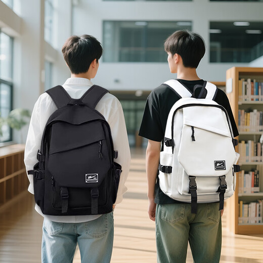 回力书包男大容量初高中生背包透气减压双肩包大学生旅游旅行电脑包 黑色款【99%中学生都在用】