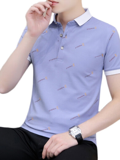 Hailan Summer Herren-Kurzärmler-Lapel Polo-Hemd Jugend lässig halbärmelig gedrucktes T-Shirt Herrenkragen Top dünne schwarze qy679 xl
