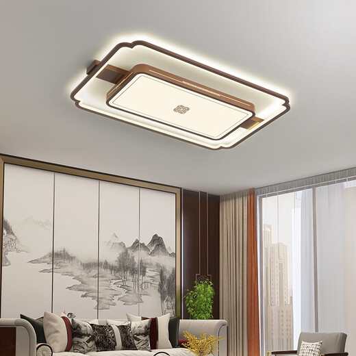 Leshi Lighting Modern New Chinese Style Living Room Ceiling Light Simple Dining Room Bedroom Study Tea Room Light Whole House Two Room One Living Chinese Style 6187-Circle 80cm-Three Color Light