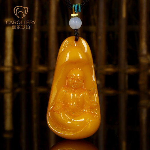 Jiale amber beeswax pendant for men and women naturally oxidized old beeswax chicken oil yellow Buddha pendant natural and authentic