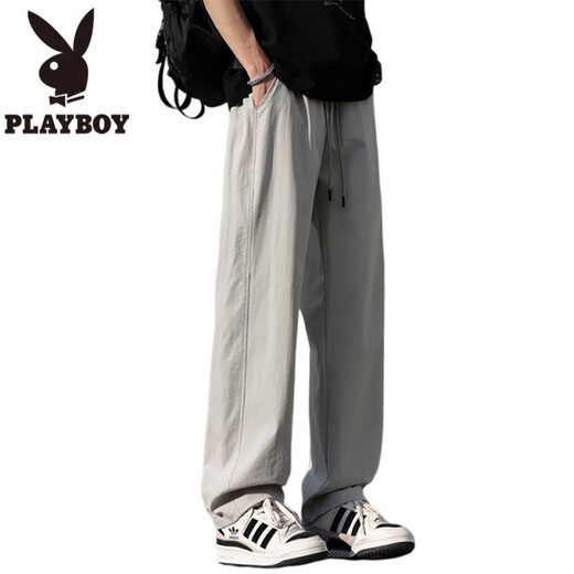 花花公子（PLAYBOY）网眼冰丝裤子男夏季凉感透气休闲工装裤男潮牌青少年速干运动长裤 K6636卡其 M (约90~110斤可穿)
