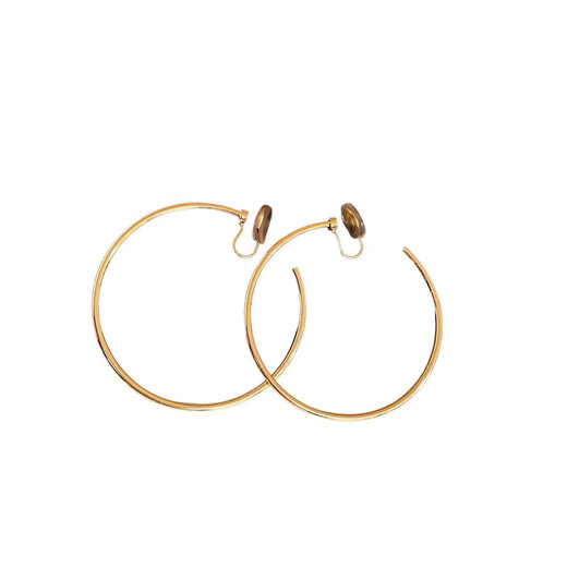 Non-pierced earrings round plain hoop earrings niche cold style earrings fashionable temperament earrings light luxury high-end female earrings - silver - diameter 55mm