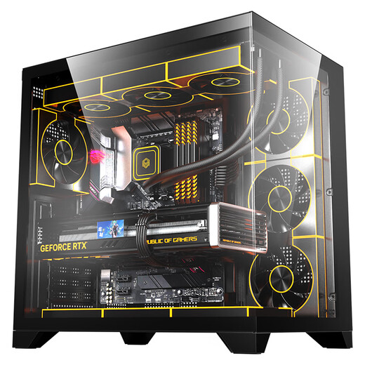 半岛铁盒（PADO）白泽360X 黑色游戏电脑主机海景房机箱 双面玻璃/ATX主板/双360水冷/7风扇位/270°全景/左右分仓