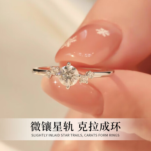 Chow Pak Fook moissanite diamond ring 1 carat sterling silver ring for ladies asking for engagement, wedding tail ring, birthday gift for girlfriend