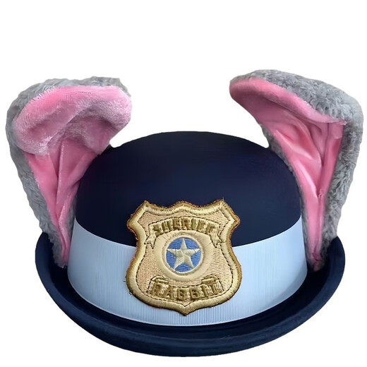 Indian (ENRMIIV) Zootopia Police Officer Judy Hat Rabbit Bowler Hat Judy Hat Children's Hairband Headwear Accessories Rabbit Officer Hat (Adult 57cm)