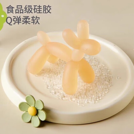 Balloon dog teether baby teething stick anti-eating baby silicone bite glue soothing small toy food grade baby teether - blue 1 pack