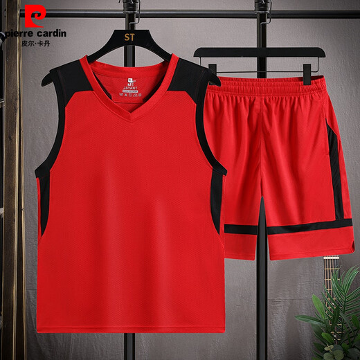 皮尔卡丹（pierre cardin）2025新款篮球服套装男定制透气速干球衣无袖背心男士夏季训练比赛 1049白紫 L 建议80-100斤