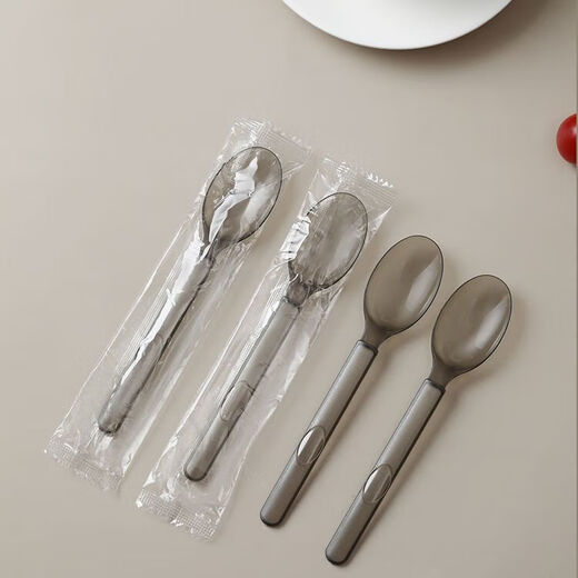 Food grade disposable American spoon thickened long handle light food commercial takeaway dessert spoon individually packaged 200 pieces (simple packaging) 12cm