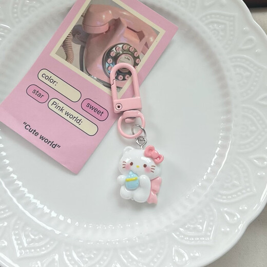 Neue vielseitige KT -Katze Keychain niedliche Cartoon Harz Anhänger Schultasche Hanges kleines Geschenkpaar Keychain [Kt Cat Keychain] Trojaner Kätzchen
