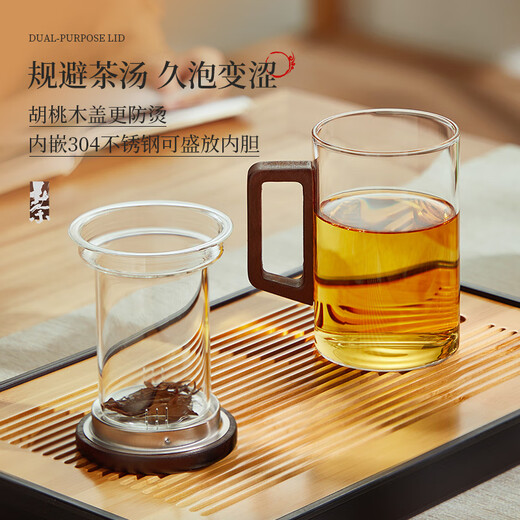 Mingguang tea cup tea water separation tea cup glass water cup men's tea cup office glass high borosilicate green tea cup
