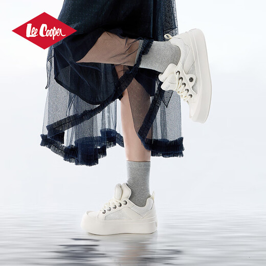 Lee Cooper Board Chaussures Chaussures pour femmes 2025 Nouveau été Mesh Soufflent Chaussures décontractées bas Polyme Polyme Chaussures mignonnes Chaussures blanches extérieures BEIGE 35