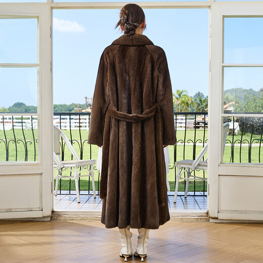 Winter Home Brand Fur 120 cm verlängert importierten Nerzmantel für Frauen ganzer Nerzgrün -Früchter -Nerzmantel -Gürtelstil braun l 120jin [Jin gleich 0,5 kg] oder weniger