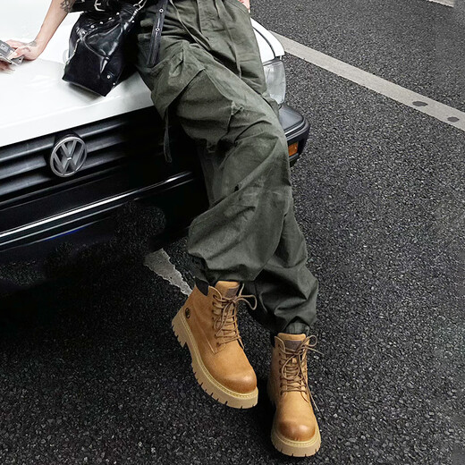 Camel (CAMEL) Dilireba's same style Shanyue Martin boots autumn and winter new high-top outdoor work boots rhubarb boots for women L25W076018 women's khaki 37