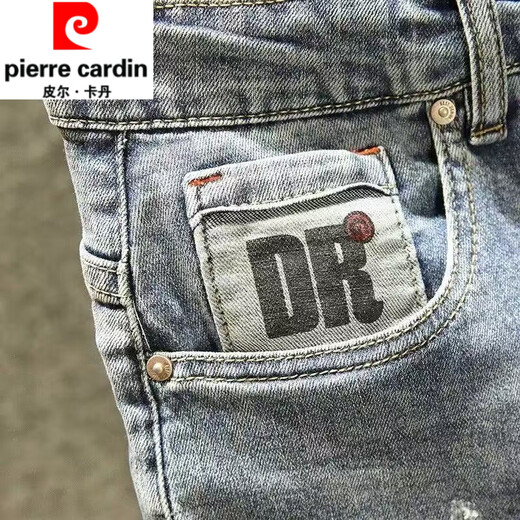 
Pierre cardin summer thin denim shorts men's trendy slim pinnie pants blue ins mid-pants versatile casual breeches light blue CKW#CK9902 high quality 28