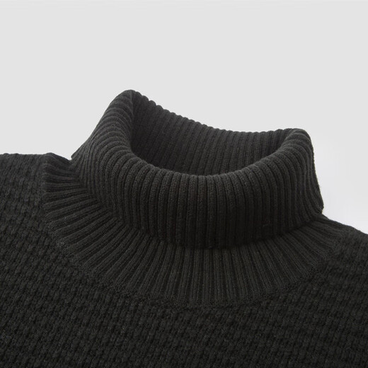 Semir sweater men's turtleneck winter sweater textured cable base sweater black 90001 S