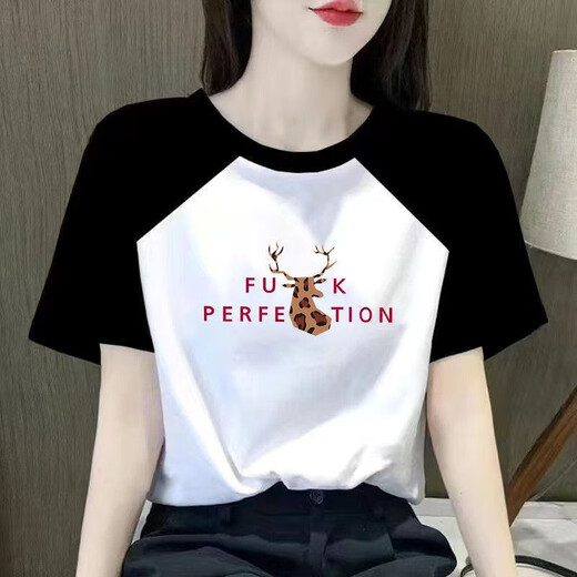 Camiseta de manga corta xcfreht para mujeres mangas de raglán empalmando verano 2025 Nuevo estudiante versátil con grasa suelta mm top A-9928 m